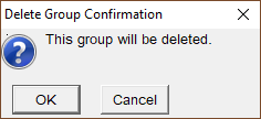 Pop-up message which confirms that that the user wants to delete an existing group