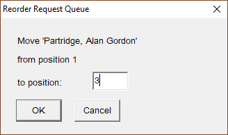 Pop-up box that lets the user re-order the position of a borrower in the request queue