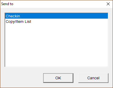 Pop-up Send To box, with ‘send to checkin’ option selected