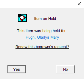 Pop-up message checking that the user wants to renew a borrower request