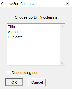 Pop-up box which lets the user choose how to sort a list of titles