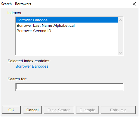 Borrower Search box