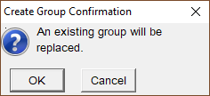 Pop-up message which confirms that that the user wants to replace an existing group