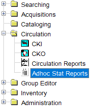 The Adhoc Stat Reports option selected in the navigation bar