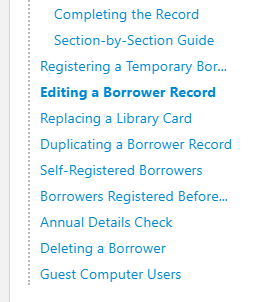 Links to subsections in this guide