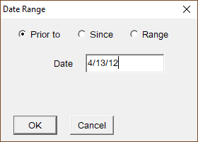 Pop-up box which allows user to select a date range for search